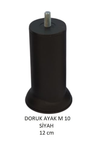 Doruk Ayak, Cıvatalı Baza Koltuk Dolap Ayağı, Metal, Siyah, M10, 12 Cm Siyah