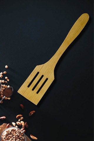 Standlı Ahşap Tahta Servis Sunum Kaşık Seti - Doğal Yağlı 5 Parça