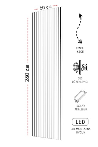 Mdf Akustik Duvar Ve Tavan Kaplama Paneli 60 x 275 CM - Beyaz