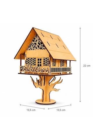 Tree House Ağaç Ev 3d Ahşap Maket 15 Parça Lazer Kesim Mdf Kolay Montaj Koleksiyonluk Puzzle