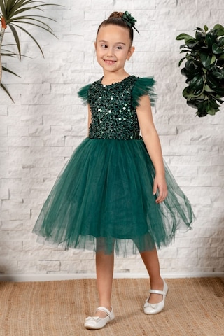 Mnk Baby & Kids Tüllü Kız Çocuk Kpl Elbise Mnk0526 Yeşil