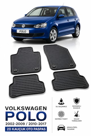 Volkswagen Polo 2002-2009 / 2010-2017 Uyumlu 2d Kauçuk Oto Paspas