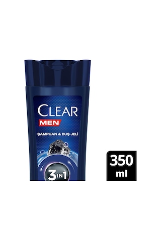 Clear Men 3 İn 1 Şampuan & Duş Jeli Arındırıcı Kömür Saç Yüz Vücu