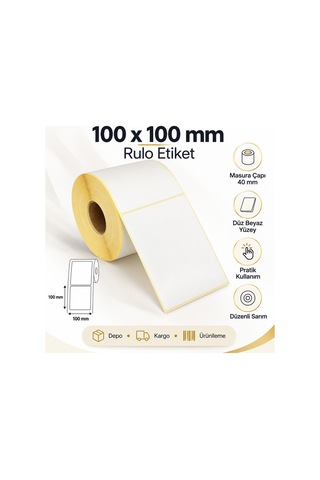 100x100 Mm Rulo Ribonlu Barkod Etiketi 40 Mm Masura 500 Sarım 500 Adet