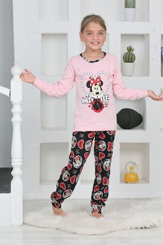 Miniğimin Cicileri Mnn Ms Kalpli Kız Çocuk Pijama Takımı - Krem Krem
