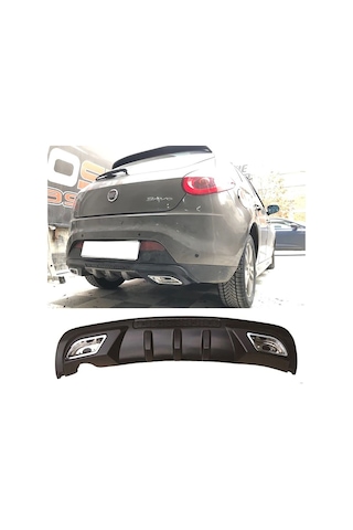 Fiat Bravo Uyumlu Difüzör Difizör Siyah + Kare Egzoz Görünüm C Tip 2006-2016