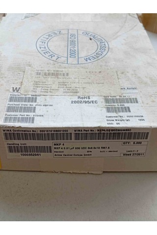 Mkp4j021002b00m88d 10nf 630v 7.5mm Wıma Polyester Kondansatör 28 Adet