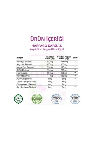 Gökçek Şifa 1000 MG Harpago (Devil's Claw Capsule) 60 Kapsül