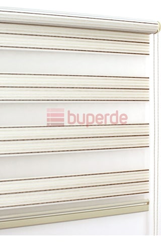 Buperde Krem Kahve Beyaz Renkli Pilise Pliseli Zebra Stor Perde