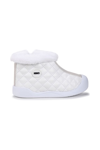 Kiko Kids Biser Fermuarlı Termo Taban Kız Çocuk Bot Ayakkabı Beyaz
