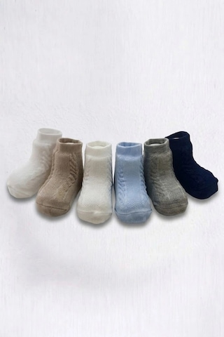 Cocole Socks Erkek Bebek Soket Çorabı Kraft Kutulu 6'lı Set Pamuklu 0-1 Yaş Örgülü Çok Renkli