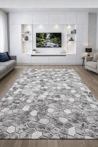 Sarar 6m² Lastiksiz Halı Örtüsü Kayma Yapmaz Gri