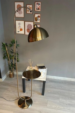 Dimmerli Işığı Ayarlanabilen Işığı Artırılıp Azaltılabilen Eskitme Tepsili Hareketli Başlık Metal Lambader Eskitme