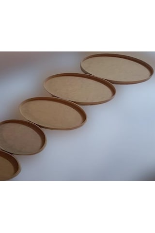 Hobi Adn Dekoratif Oval Tepsi Pano 5 Adet Cnc Kesim Ahşap Mdf Ham El Yapım