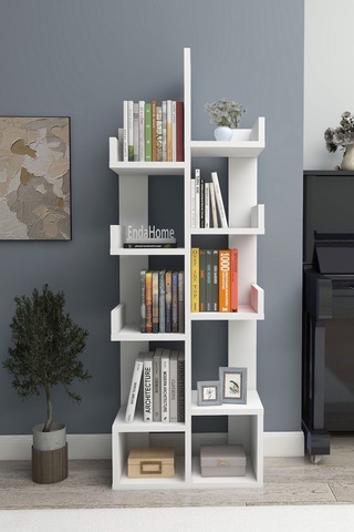 Enda Home Pamfilya 10 Bölmeli/raflı Kitaplık Antrasit Beyaz