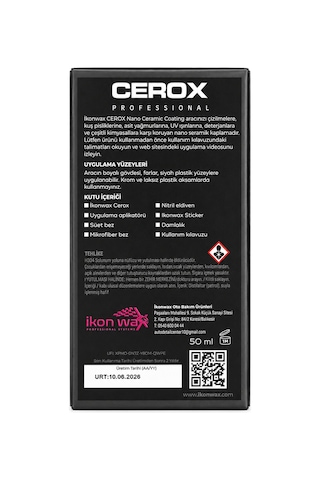 İkonwax Cerox Nano Ceramic Coating 50 Ml 10h Seramik Kaplama 3 Yıl Koruma
