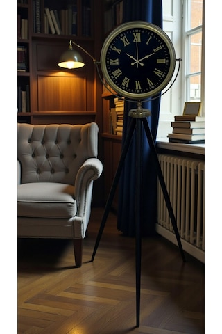 Vintage Roma Rakamlı Modern Tripod Ayaklı Saat Eskitme