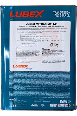 Lubex Mitras Mt 140 Manuel Şanzıman Yağı 15 KG