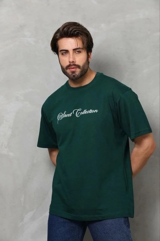 Erkek Baskılı T-shirt Kısa Kol Bisiklet Yaka Regular Fit Tişört - Çağla Yeşili Çağla Yeşili
