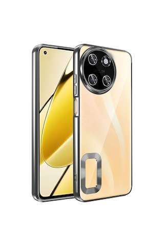 Realme 11 4g Kılıf Kamera Korumalı Logo Gösteren Zore Omega Kapak Siyah