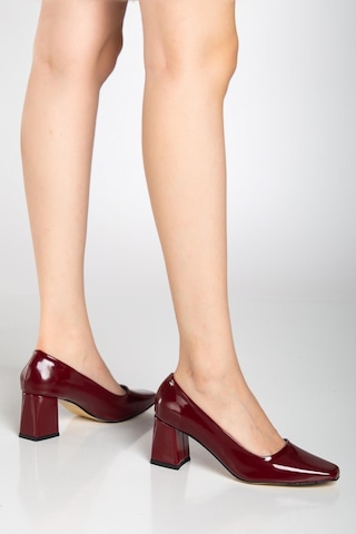 Suins Shoes Suins Melby Model Kadın 6.5 Cm Topuklu Rugan Ayakkabı Bordo