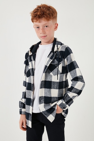 Lela Kapüşonlu Çift Cepli Ekoseli Oduncu Erkek Çocuk Gömlek Cf25W81787 Lacivert