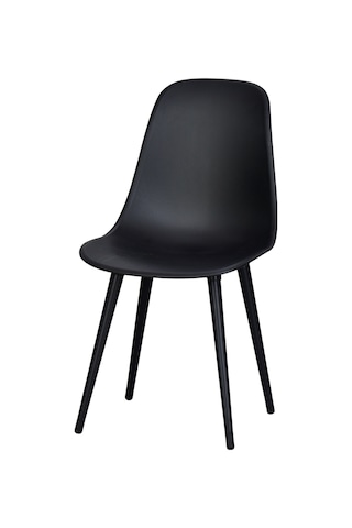 Vilinze Eames Siyah Ahşap Ayak Plastik Siyah Sandalye