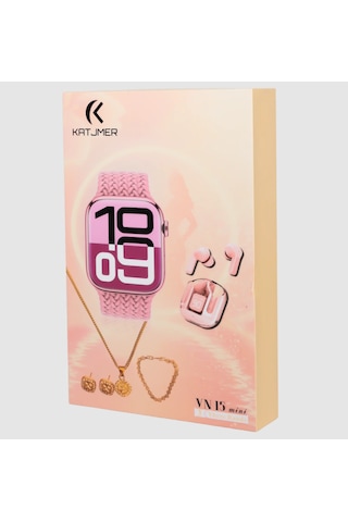 Katjmer VN15 Mini 5in1 Akıllı Saat + 3 Kordon Takı Seti +Bluetooth Kulaklık (Distribütör Garantili)