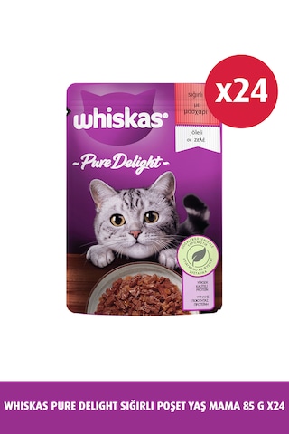 Whiskas Pure Delight Pouch Güveç Sığırlı Yetişkin Kedi Maması 24 x 85 G