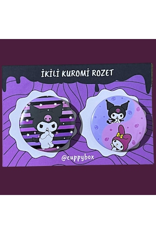 Sanrio Kuromi & My Melody İkili Rozet Seti 44 Mm İğneli Rozet Çok Renkli