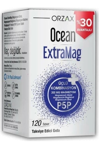 Ocean Extramag Üçlü Kombinasyon 200 Mg Magnezyum 120 Tablet