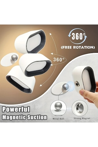 Motion003 Modern Manyetik Duvar Lambası Siyah Uzaktan Kumanda İle 360 Dönebilen Rgb Renk Değiştiren Usb Şarjlı Aplik Yatak Oturma Odası İçin Kızılötesi Sensörlü Siyah