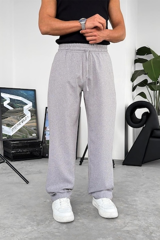 Gri Dokulu Soft Jogger Pantolon Gri