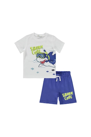 Civil Boys Shark Cool Baskılı 2-5 Yaş Pijama Takımı Beyaz
