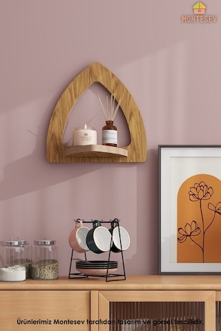 Ahşap Dekoratif Duvar Rafı 2 Li / 3 Lü Set Mtsv - 641 Kahverengi