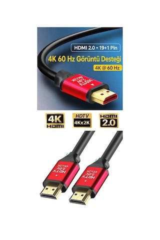 300cm Hdmı 2.0 İle 4k Ses Ve Görüntü 60hz Uhd Görüntü Aktarım Kablosu 19+1 Pin Erkek Erkek Tv Monitör Pc
