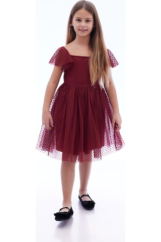 Ahengim Kız Çocuk Kare Yaka Trend Tül Elbise Ak2242 Bordo