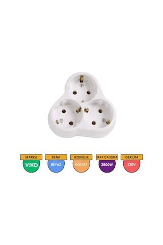 VİKO 3'Lü Yonca Topraklı Fiş - Priz