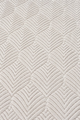 Raschel Carpet Premium Yıkanabilir Leke Tutmaz Yaprak Emboss Krem Özel Seri Kaymaz Taban Halı Yolluk Krem