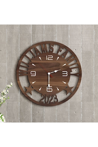 Bk Gift Kişiye Özel İsimli Dekoratif 45cm Ahşap Duvar Saati-2 , Ev Hediyesi , Arkadaşa Hediye , Sevgiliye Hediye Bitmeyen137050 Bk Gift Çok Renkli