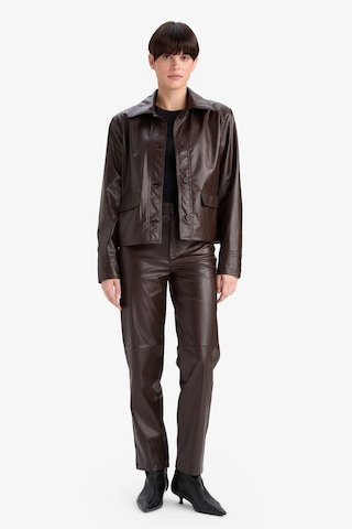 Defacto Regular Fit Polo Yaka Suni Deri Blazer Ceket G2308ax25wnbn212 Kahve