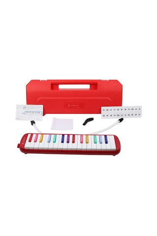32 Tuşlu Plastik Çantalı Kırmızı Melodika