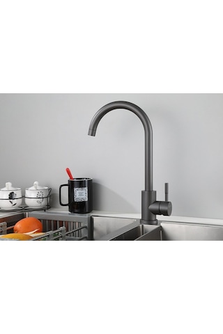 Sardıcı Siyah Mutfak Musluğu Krom