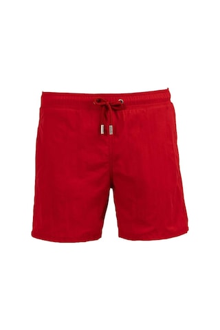 Kırmızı Su İtici Özellikli Naylon Kumaş Düz Renk Basic Erkek Plaj Deniz Şort Mayo - 540-kırmızı 001