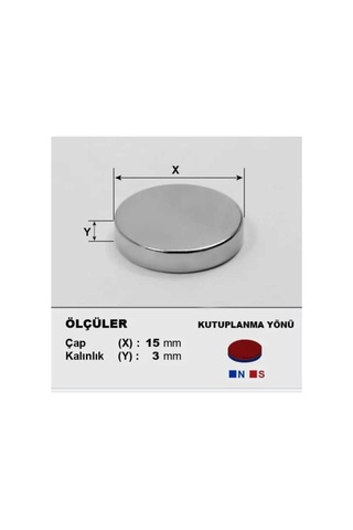 Dünya Magnet 5 Adet 15mm X 3mm Yuvarlak Süper Güçlü Neodyum Mıknatıs