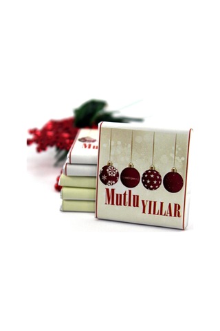 Dark Brown Yılbaşı Tebrik Çikolatası %100 El Yapımı Madlen Çikolata 48 Adet