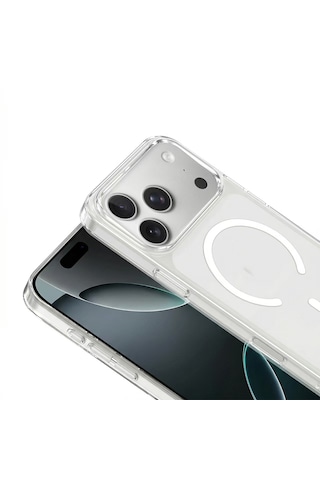 Apple Uyumlu iPhone 17-18 Pro Magsafe Kılıf Wireless Kablosuz Şarj Destekli Kamera Korumalı Şeffaf Darbe Emici
