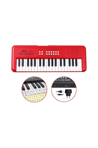Jwin Cmk-1237 37 Tuşlu Elektronik Org Etiket. Adaptör Hediye - Kırmızı