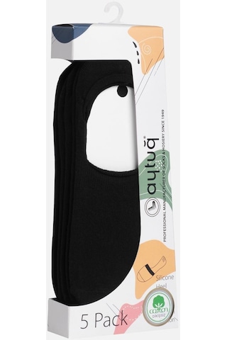 Aytuğ Kadın Penye Babet Çorap 5 Çift Özel Kutulu, Siyah Babet Çorap 31301 Siyah