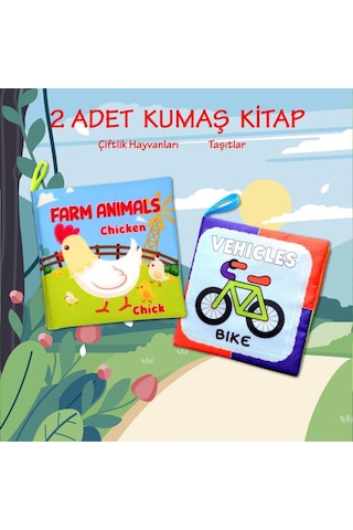 2 Kitap Tox Ingilizce Çiftlik Hayvanları ve Taşıtlar Kumaş Sessiz
